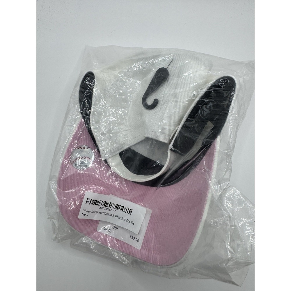 NWT 47 New York Yankees Hat White Pink Strapback Clean Up Cap MLB - Picture 2 of 2